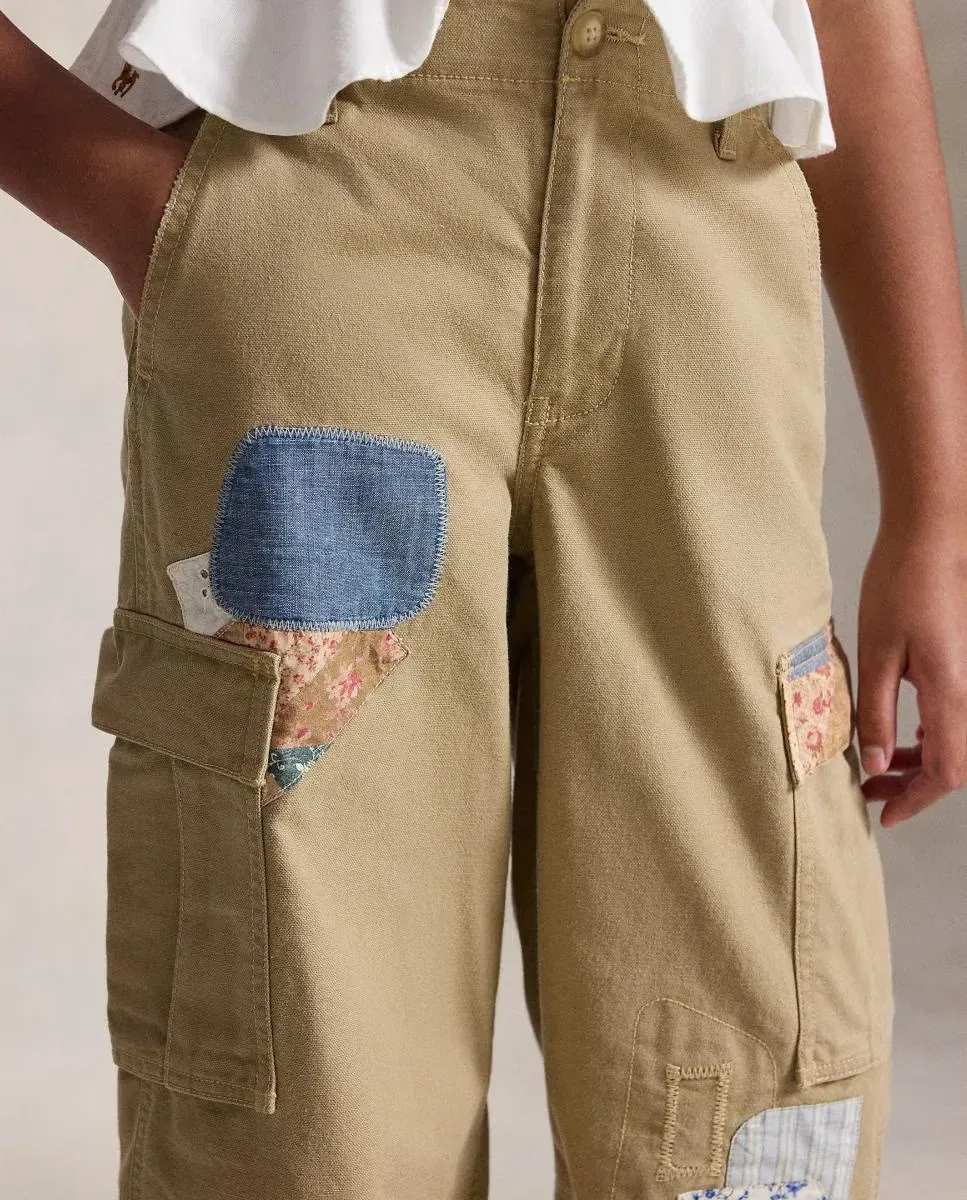 Детские брюки-карго для девочек с принтом Patchwork Polo Ralph Lauren, Beige — фото 3