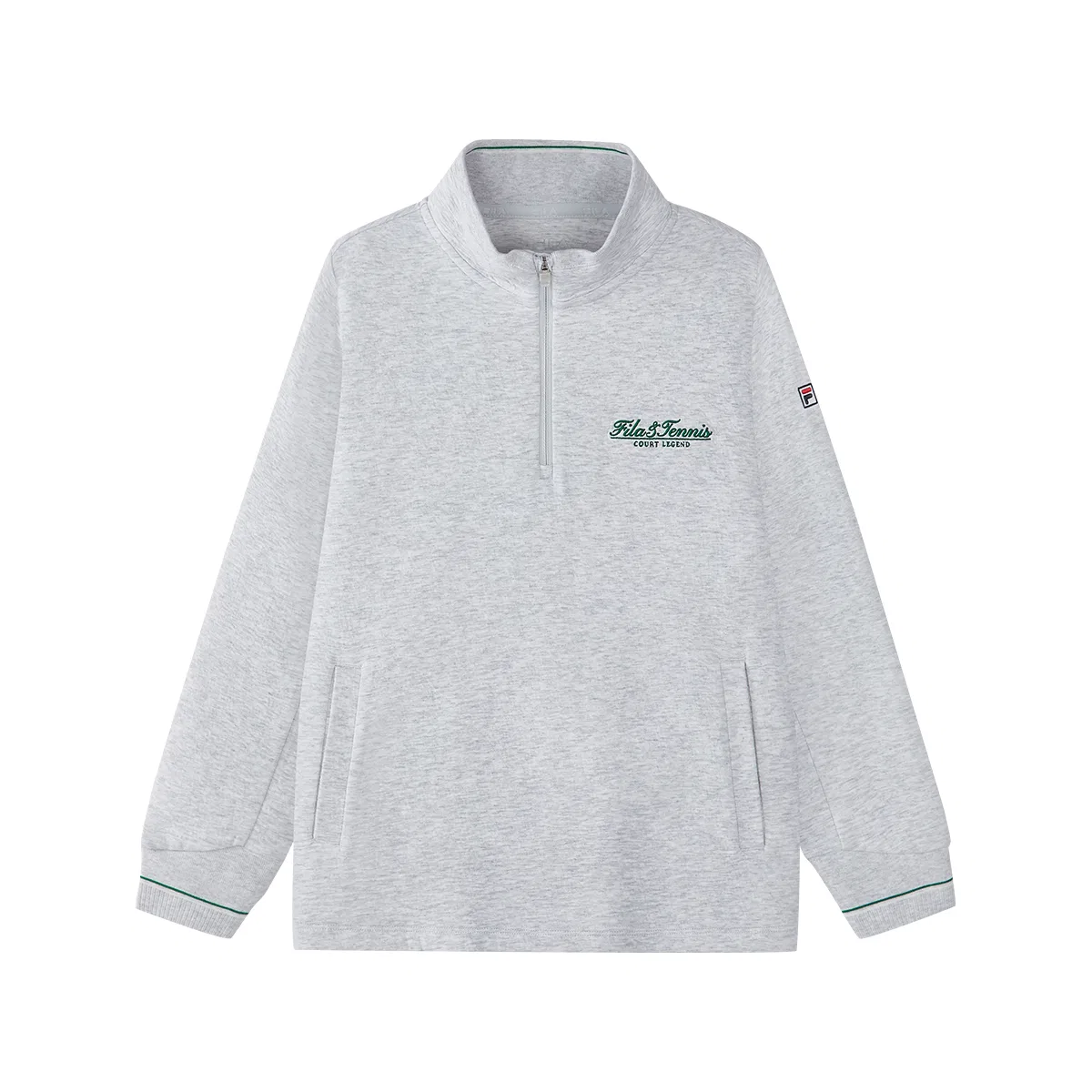 Детская спортивная футболка с воротником-стойкой Elegant Heather Gray-MG FILA KIDS