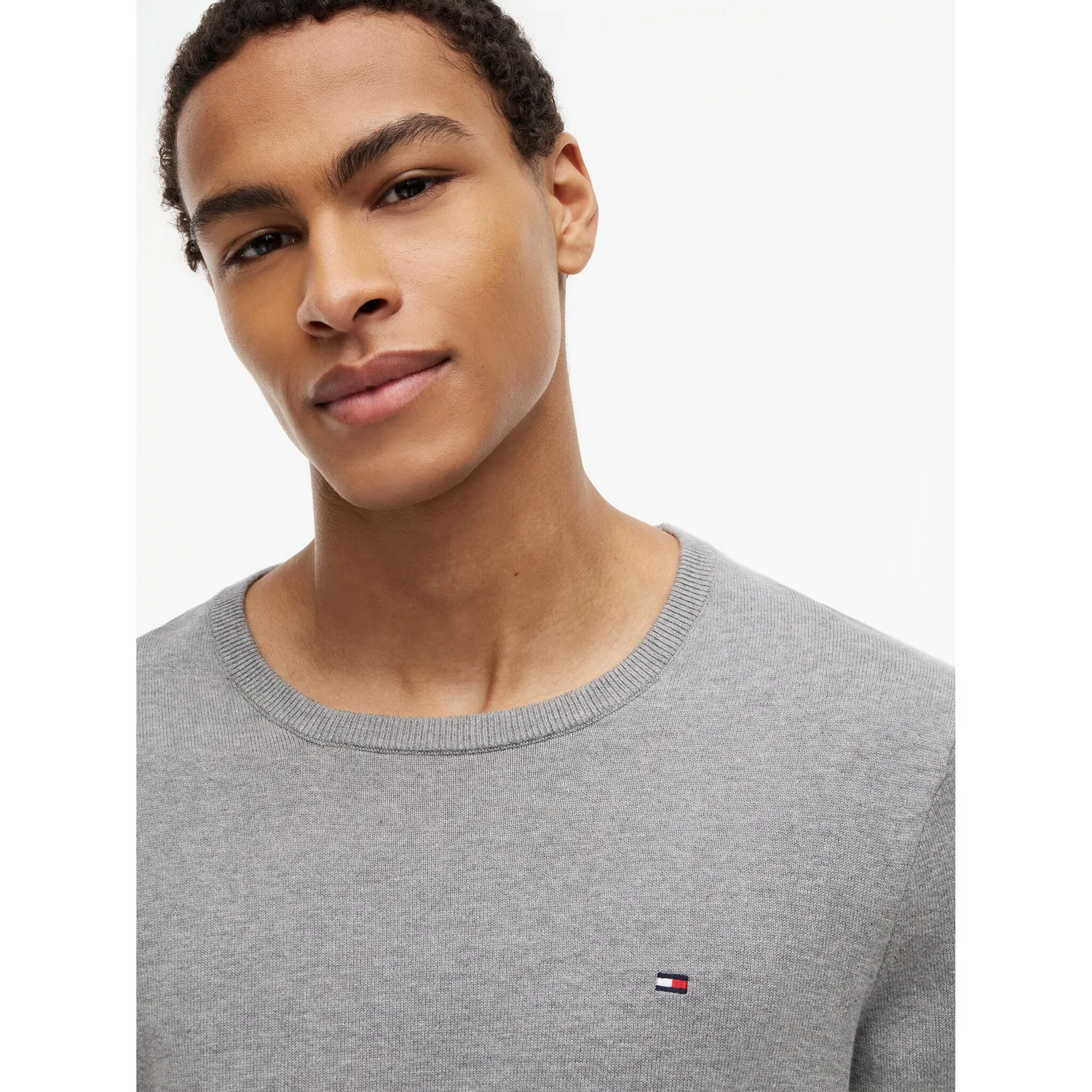 Мужской свитшот с круглым вырезом Essential Cotton Tommy Hilfiger, Medium Grey Heather — фото 3