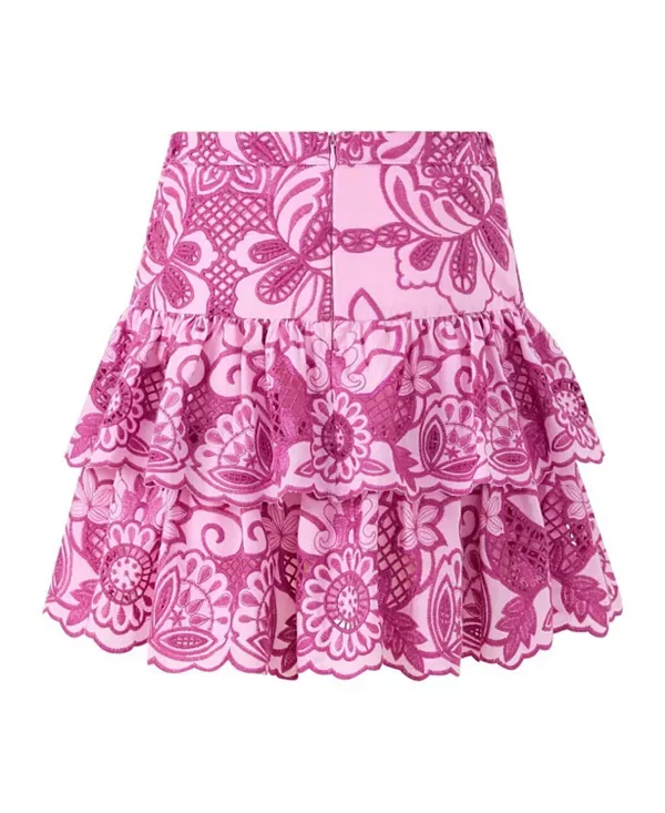 Детская юбка для девочек с вышивкой Alora Embroidered Frill Mini Skirt Marlo Kids, Cherry — фото 2