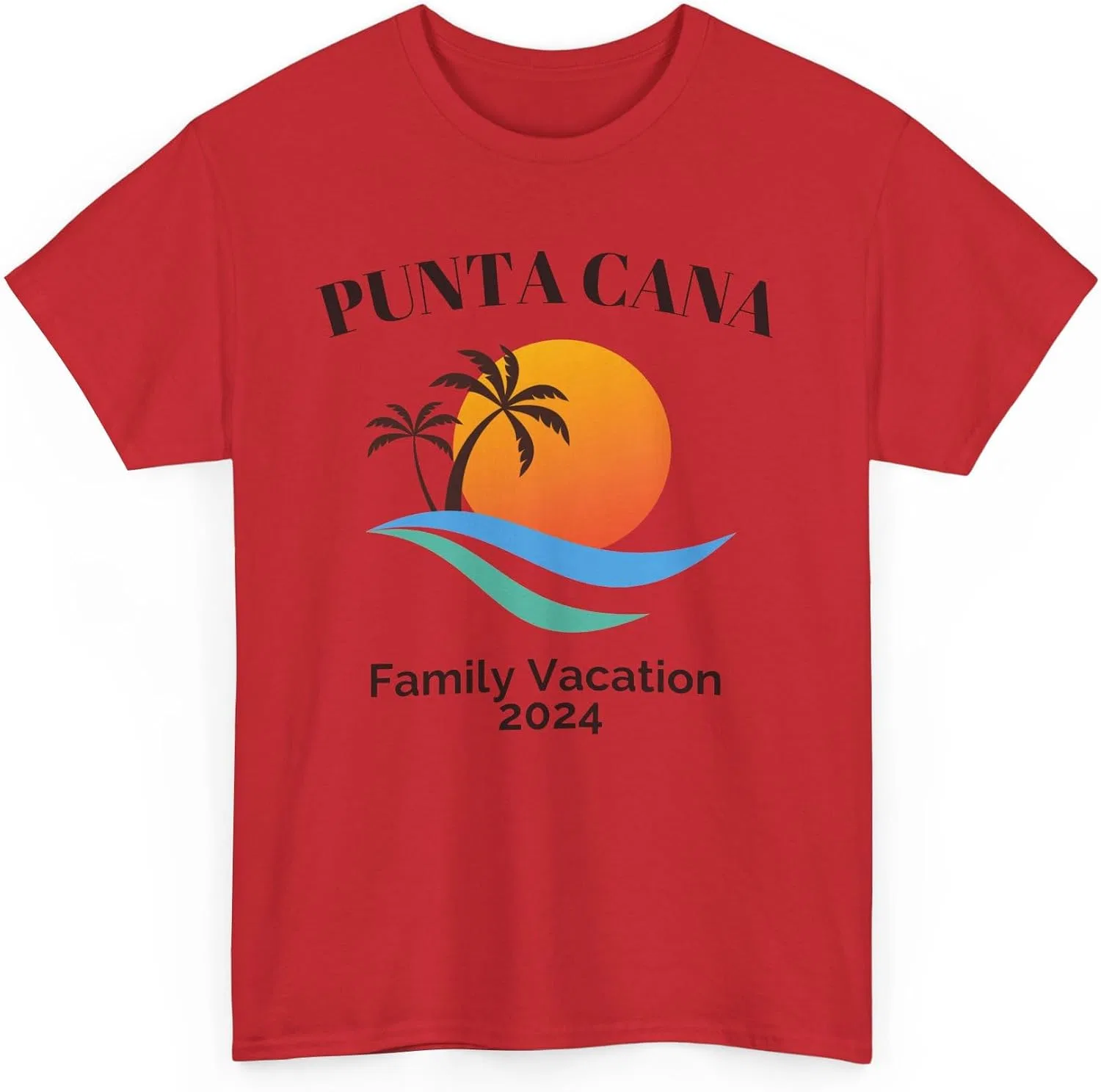 Футболка с принтом Punta Cana Family Vacation Gildan 5000, Red — фото 3