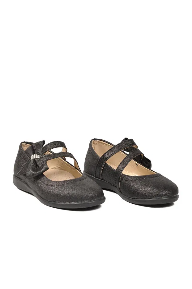Детские балетки для девочек с блестками Arzen, Black Glitter