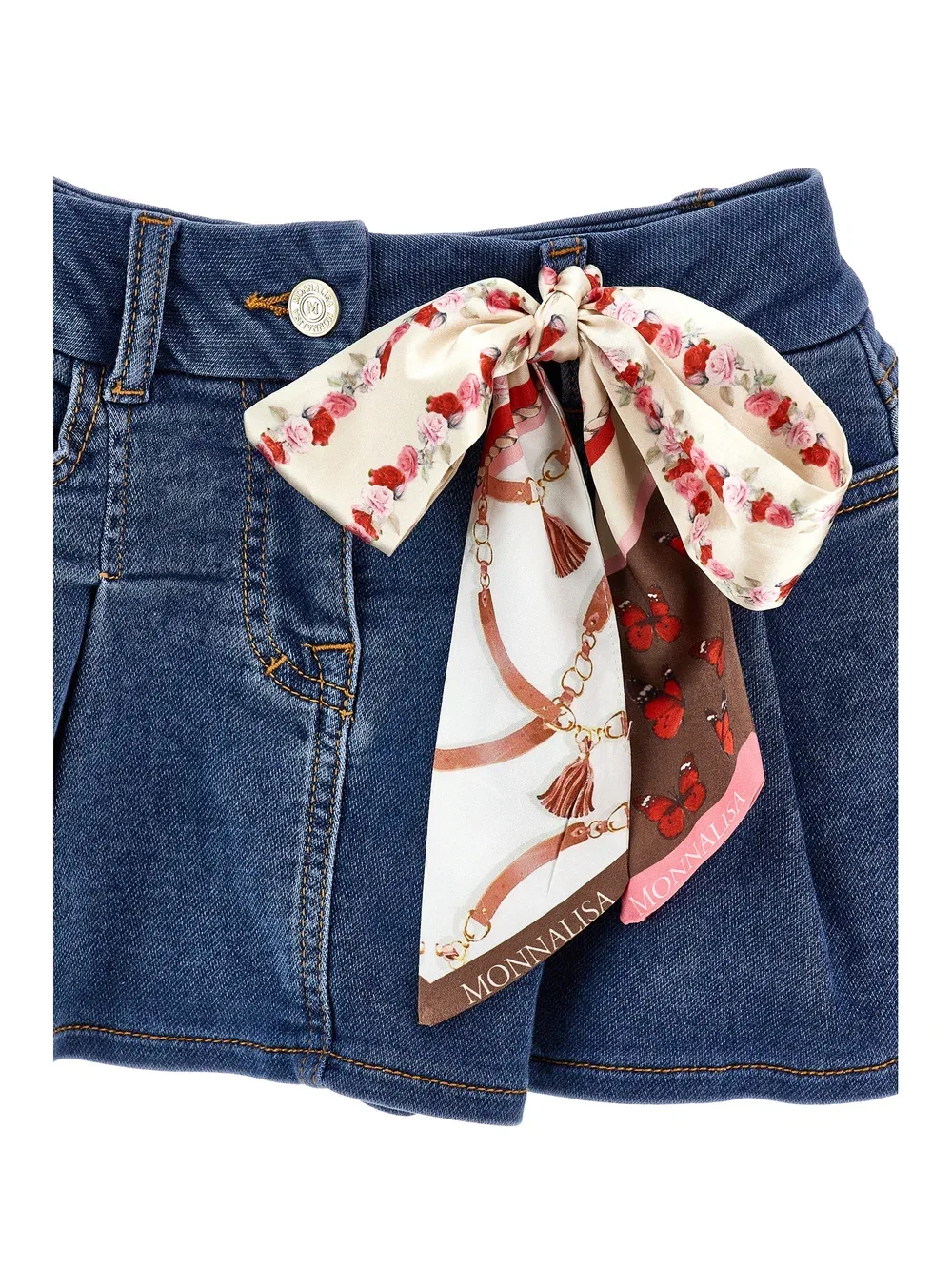 Мини-Юбка А-силуэта Monnalisa, Blue Stone Denim — фото 3