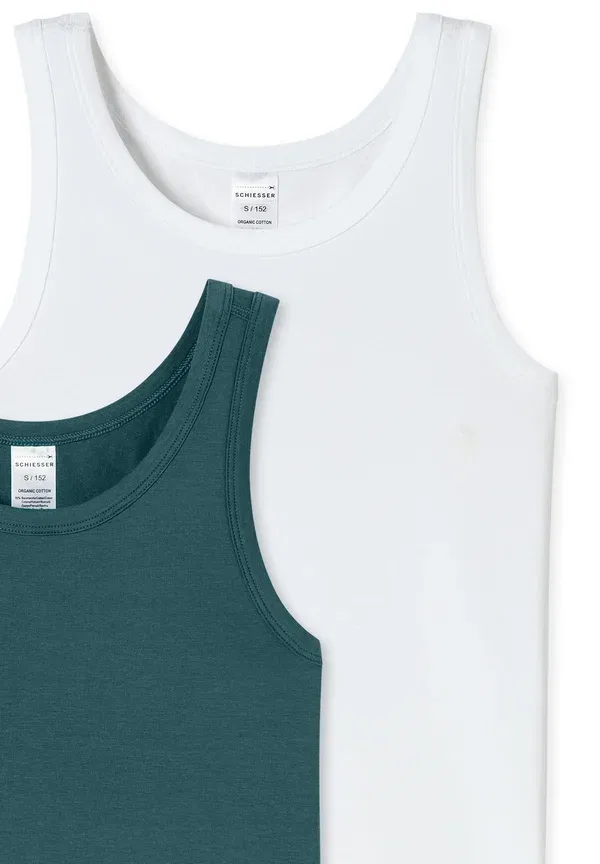 Майка 2-pack multi - undershirt Schiesser, белый/зеленый — фото 3