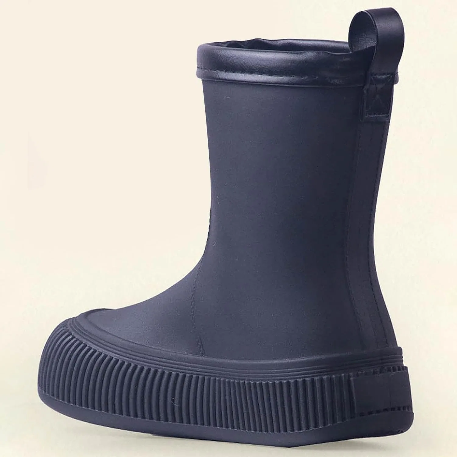 Детские резиновые сапоги для девочек с принтом, модель Kids Stylish Mid Calf Rubber Rain Boots, Black — фото 4