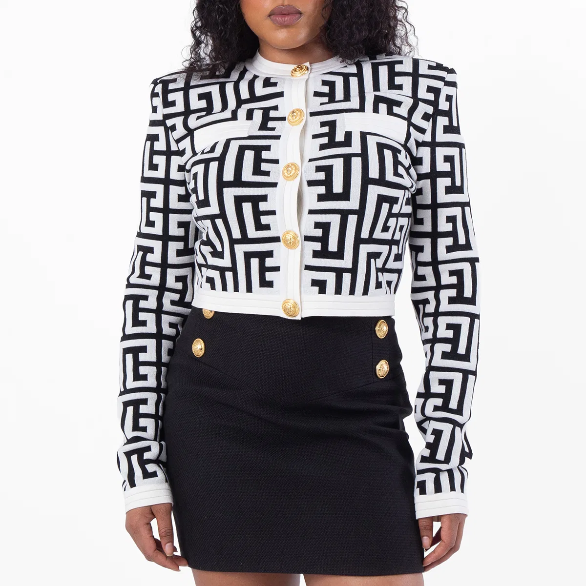 Кардиган с монограммой Monogram Knitted Cardigan Balmain, Eab Black/White