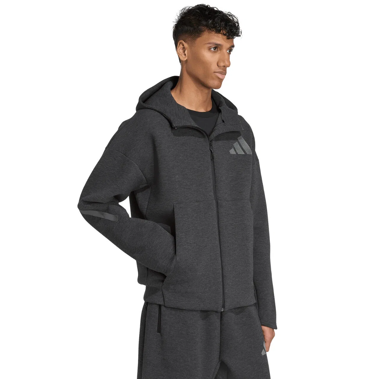 Мужской свитшот с капюшоном adidas Z.N.E. PR FZ, Grau / Schwarz — фото 4