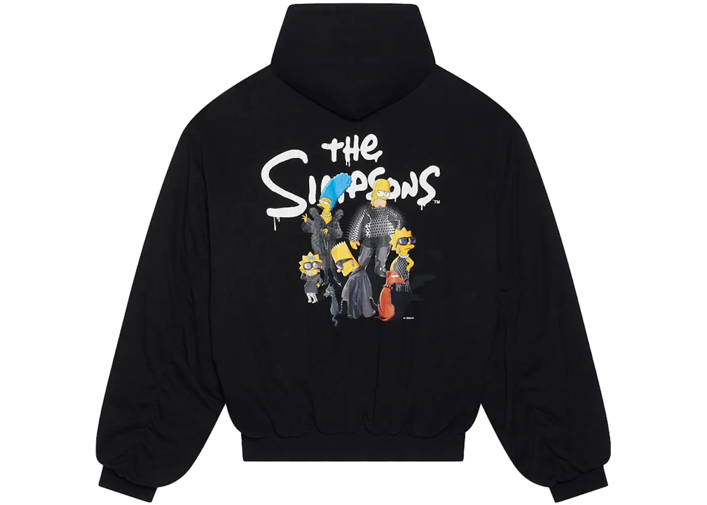 Мужское стеганое худи с капюшоном The Simpsons Padded Bomber Balenciaga, черный — фото 2