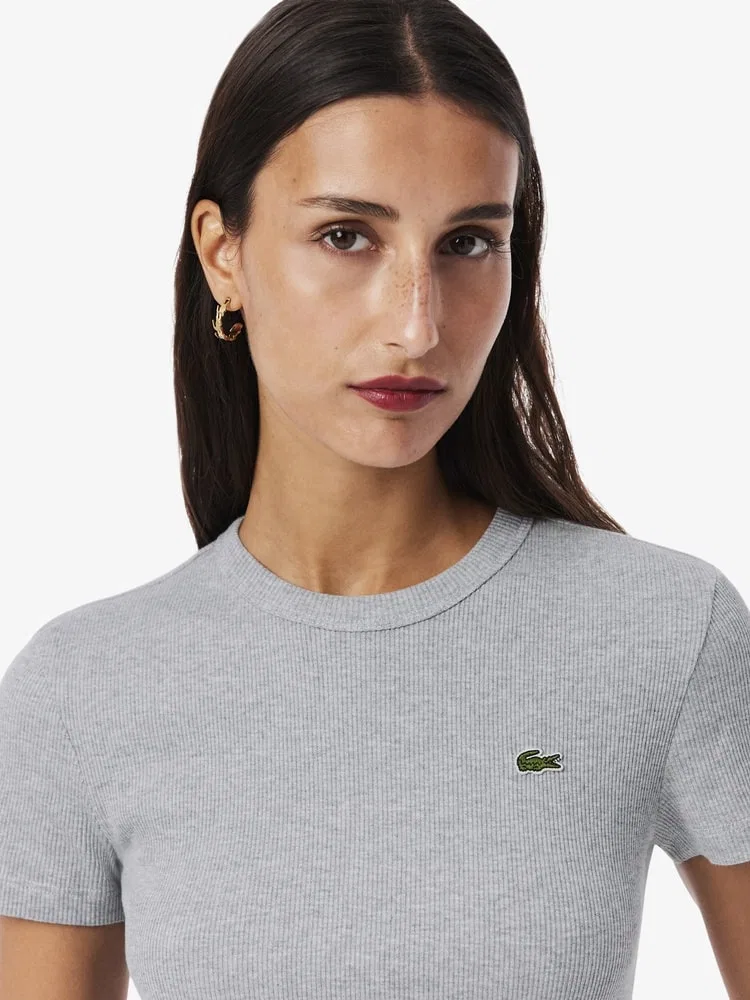 Футболка женская LACOSTE Slim Fit, серая — фото 2