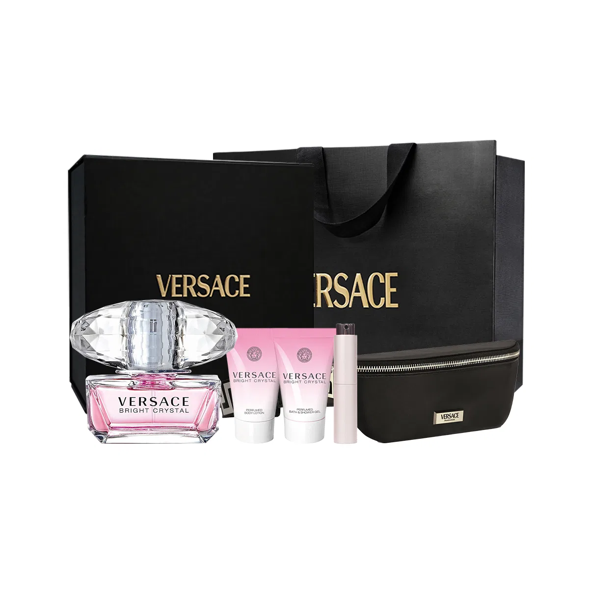 Женский парфюмерный набор VERSACE Pink Crystal Diamond, 50 мл, Crystal Noir, 25 мл x2, VERSACE, Pink