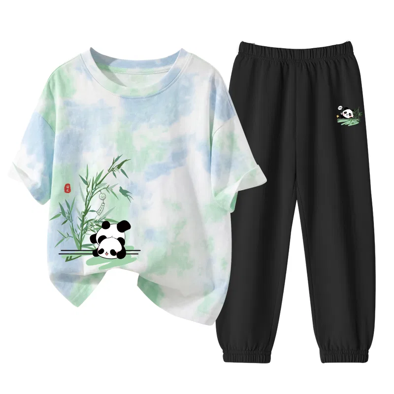Детский спортивный комплект из двух предметов с принтом панды, H Green Bamboo Panda Right Lower-Gray/H Lying Panda K, WARRIOR — фото 3