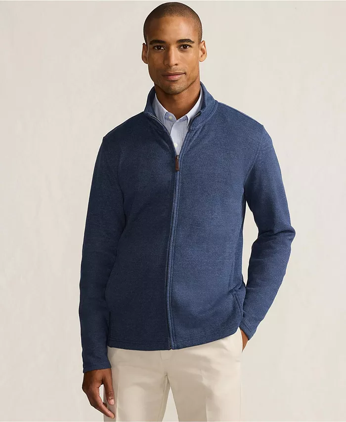 

Мужской кардиган Bedford Rib на молнии Lands' End, синий