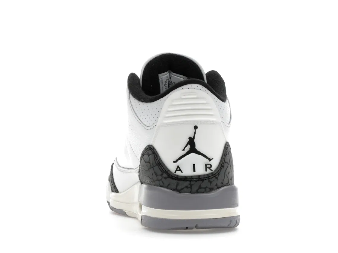 Детские кроссовки с перфорацией Jordan 3 Retro, Summit White/Fire Red/Cement Grey/Black — фото 4