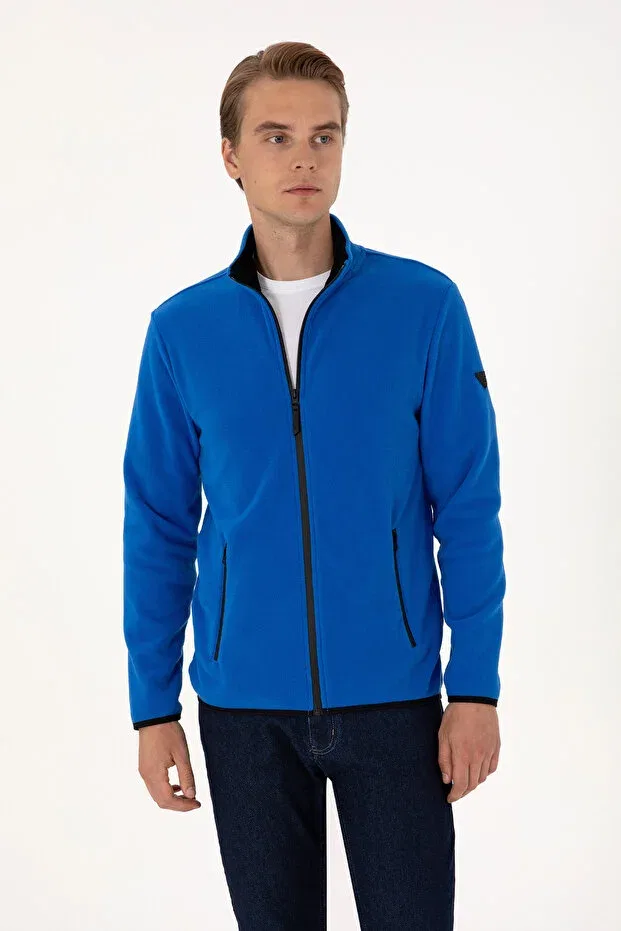 Мужской кардиган из флиса с воротником-стойкой U.S. Polo Assn., Dark Blue — фото 3