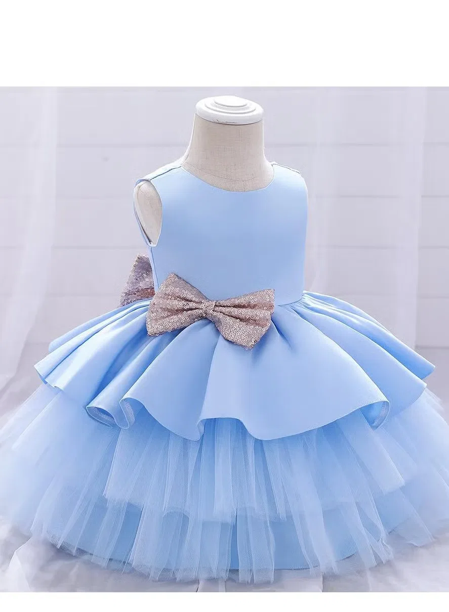 Платье с цветочной аппликацией для девочки Best Gift Fashion, синий — фото 2