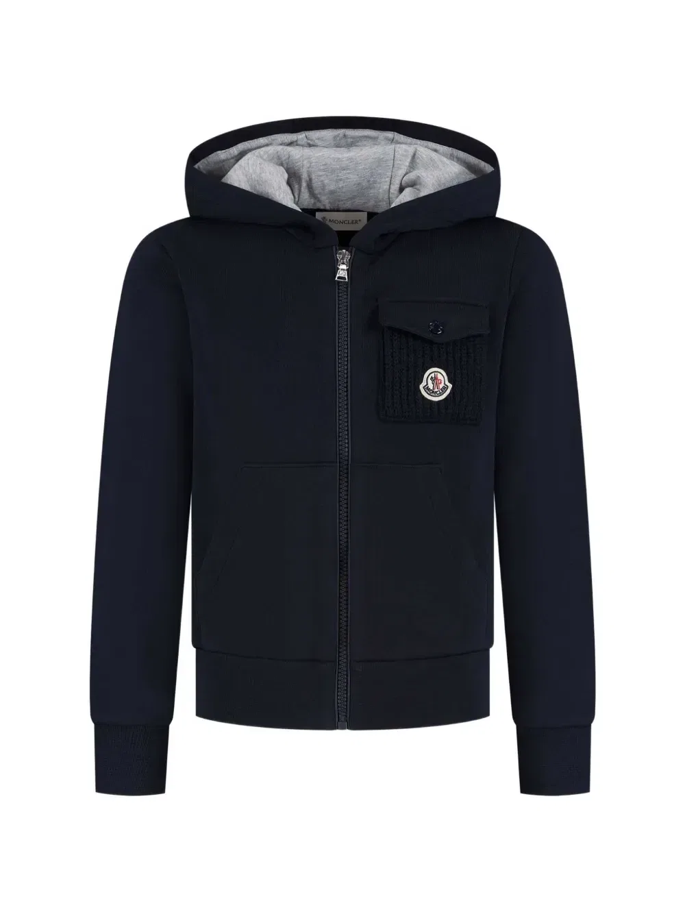 Хлопковое худи на молнии Moncler Enfant, синий