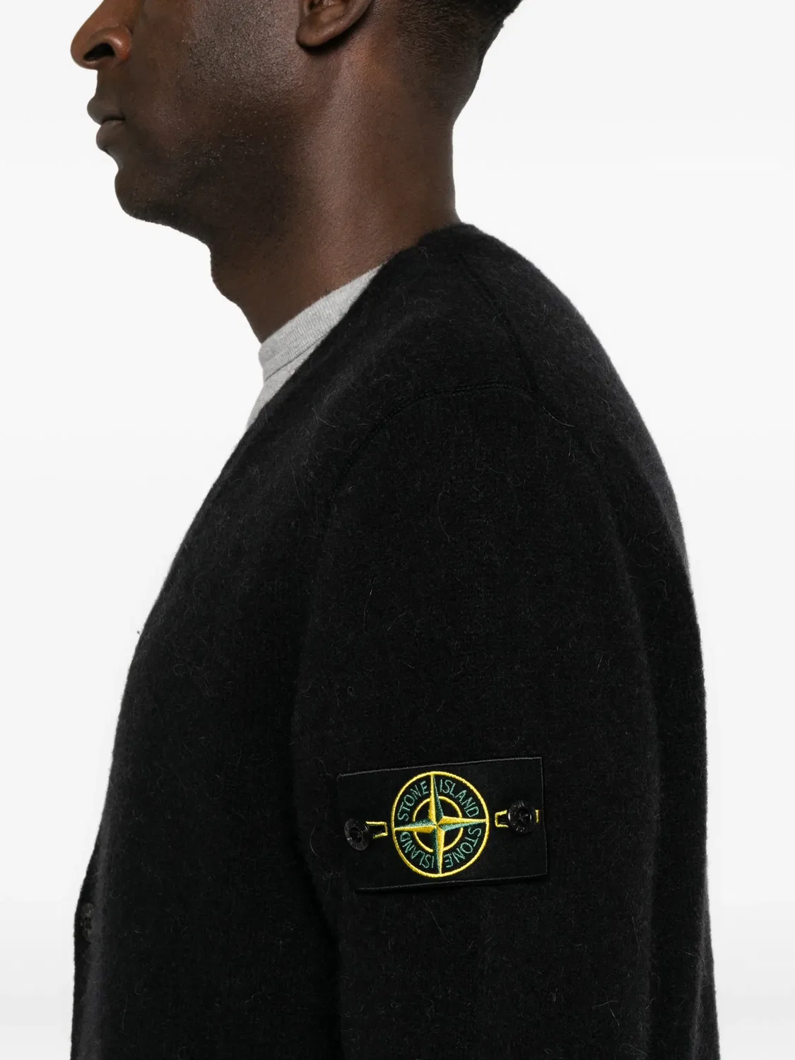 Stone Island Кардиган с V-образным вырезом, черный — фото 3