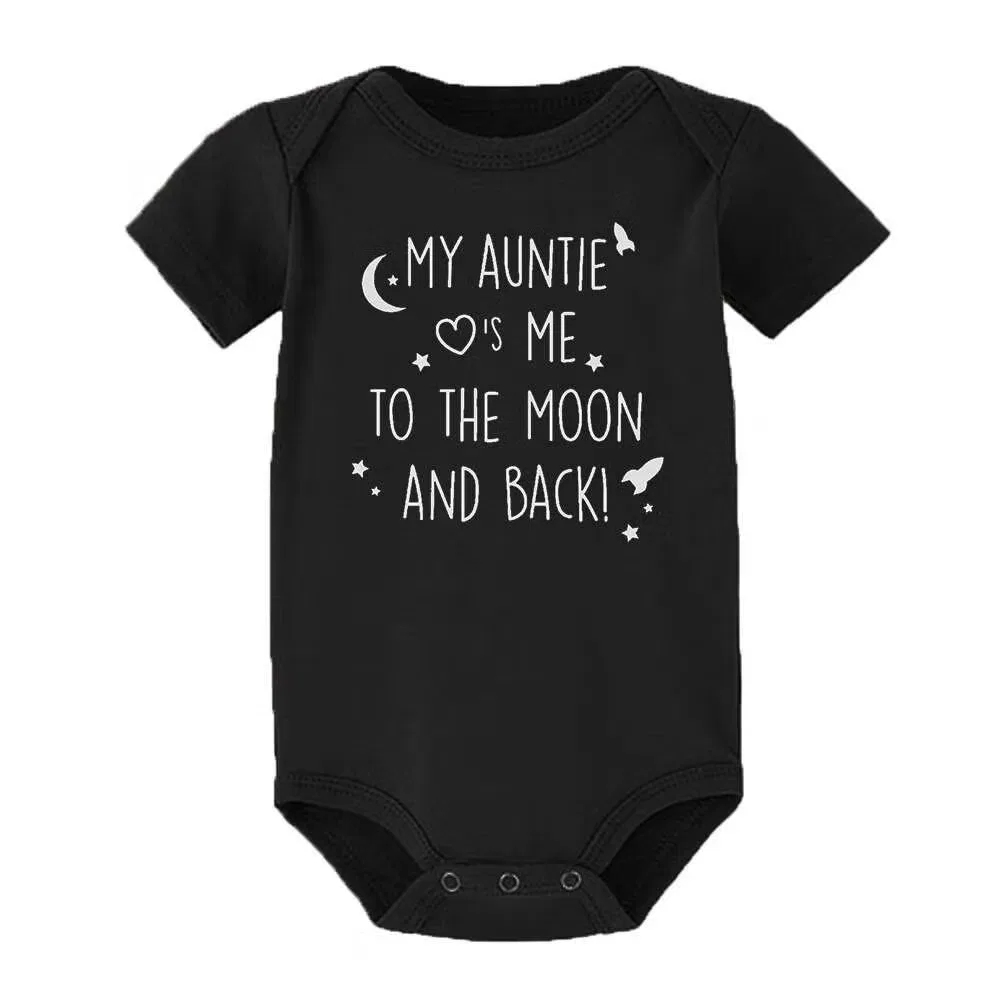 Боди-комбинезон с принтом и надписью My Auntie Loves Me to the Moon and Back Matching Family Outfits, черный