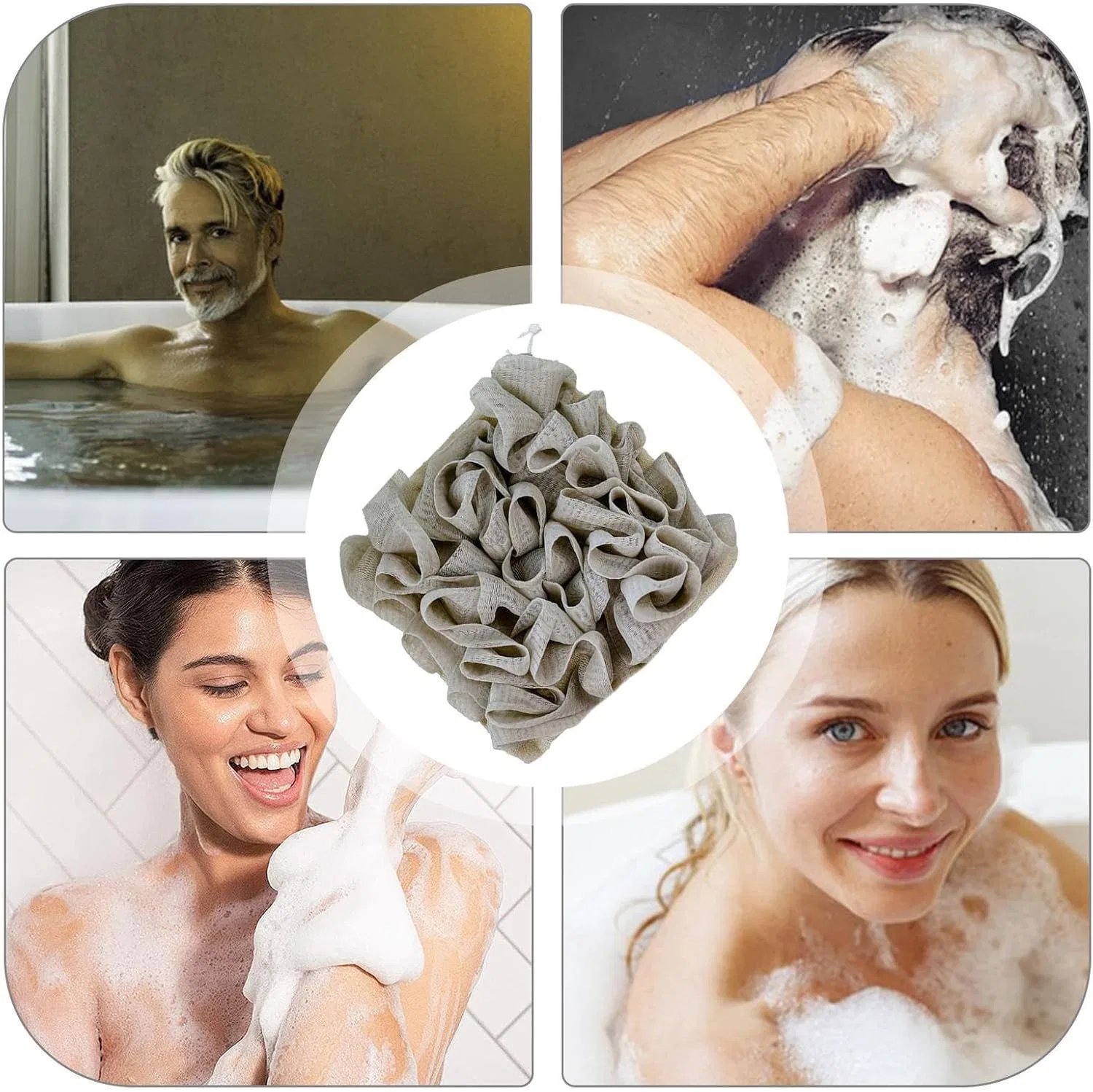 Мочалка для душа LOOFAH, Хлопок, Khaki Generisch — фото 4