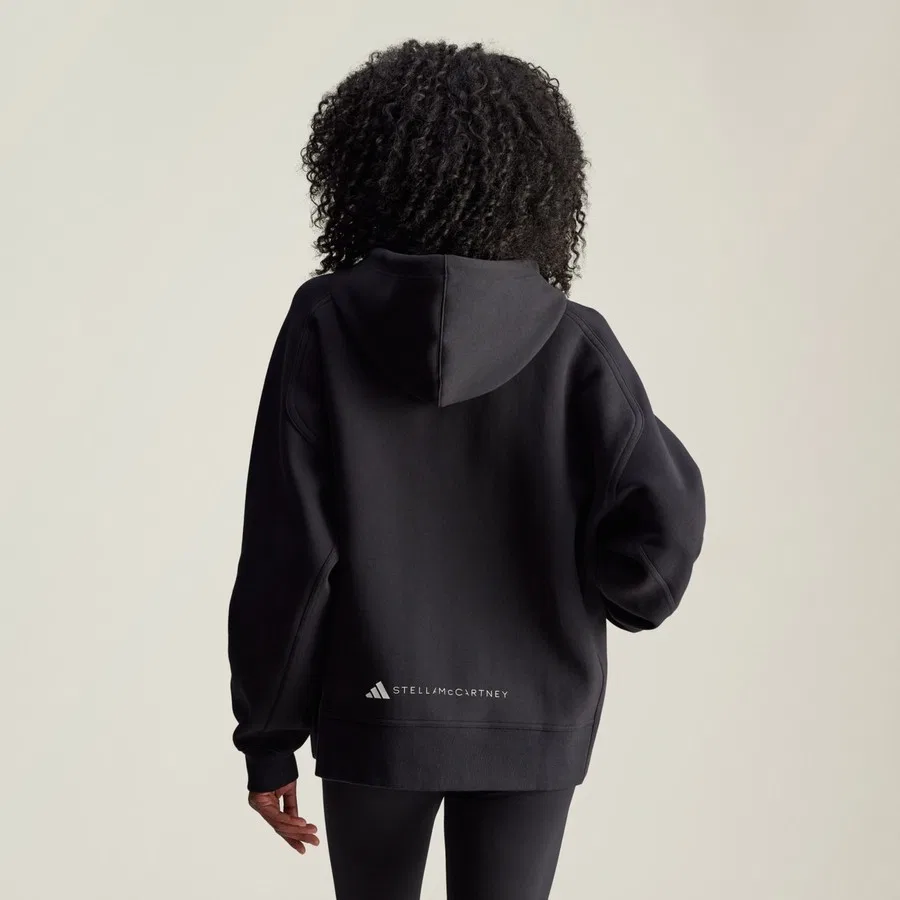 Женский худи oversize с капюшоном и молнией adidas by Stella McCartney Full-Zip Hoodie adidas, Черно-белый — фото 2