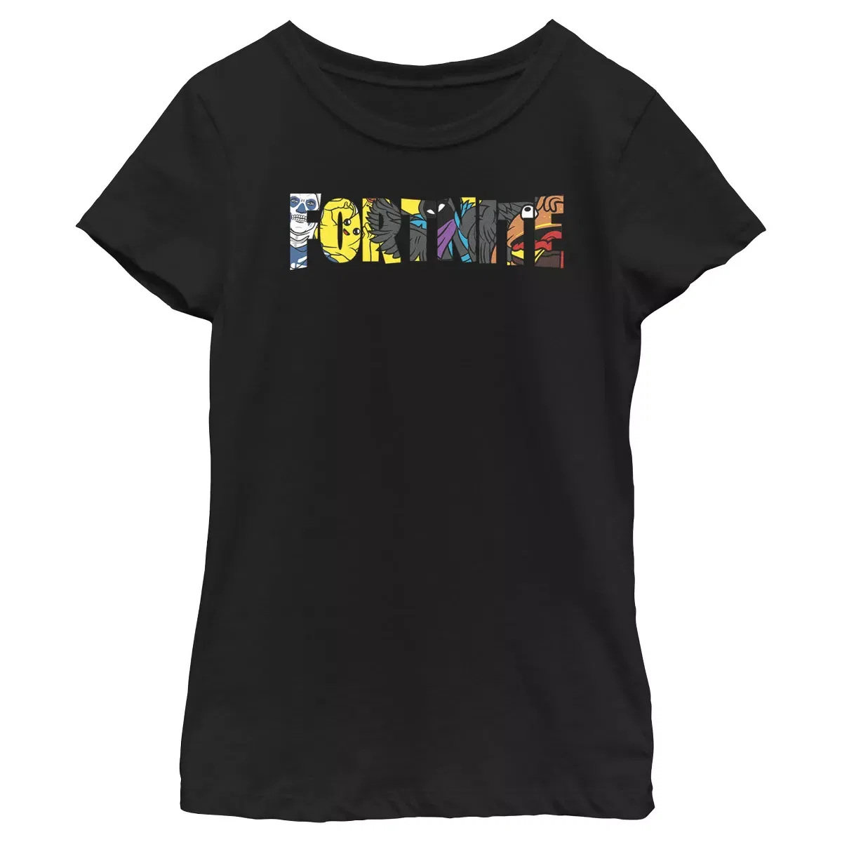 Детская футболка с принтом Fortnite Logo Character Fill Fortnite, Black