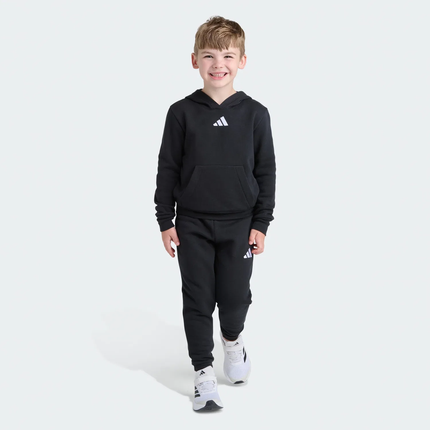 Детский комплект из флиса с длинным рукавом и логотипом adidas, черный