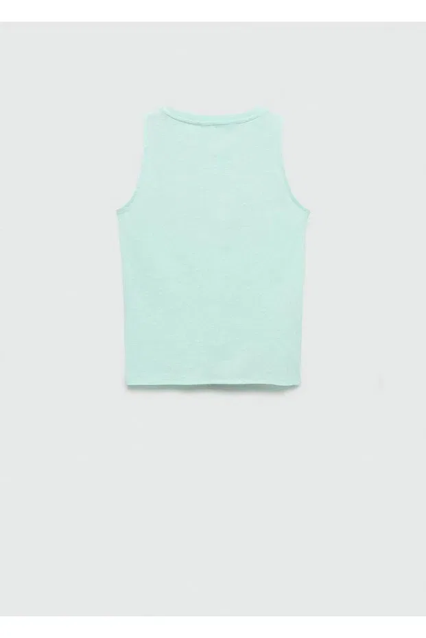 Детская футболка для девочек с вышивкой Mango Kids, Water Green — фото 2