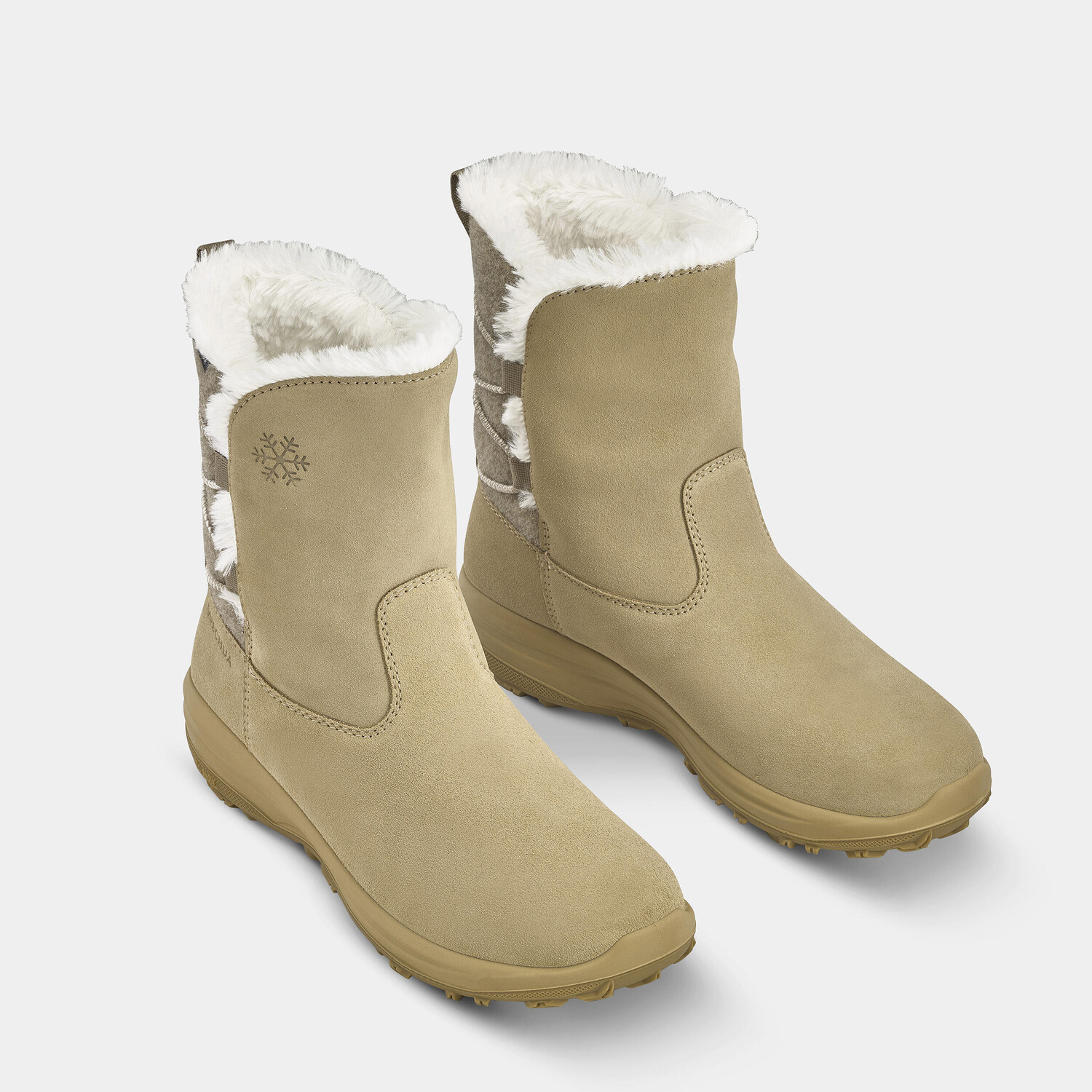 Снегоступы женские кожаные Quechua SH100 X-Warm непромокаемые, песочный — фото 3
