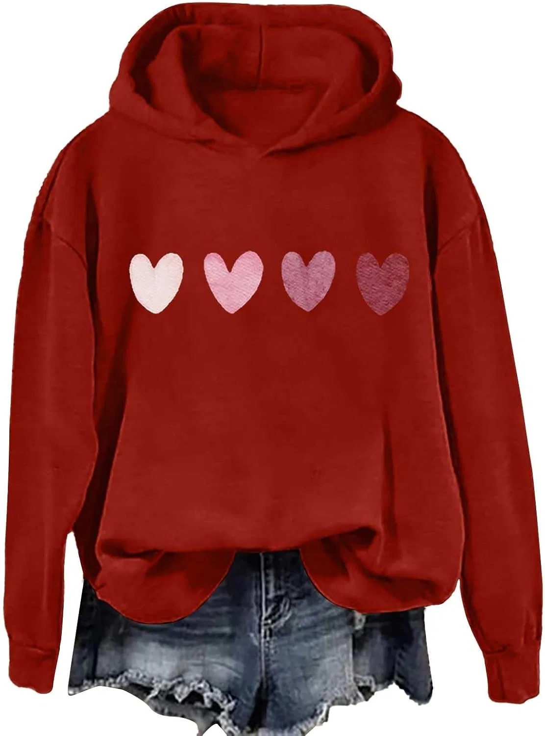 Женское худи с принтом Heart Tie Dye, красный
