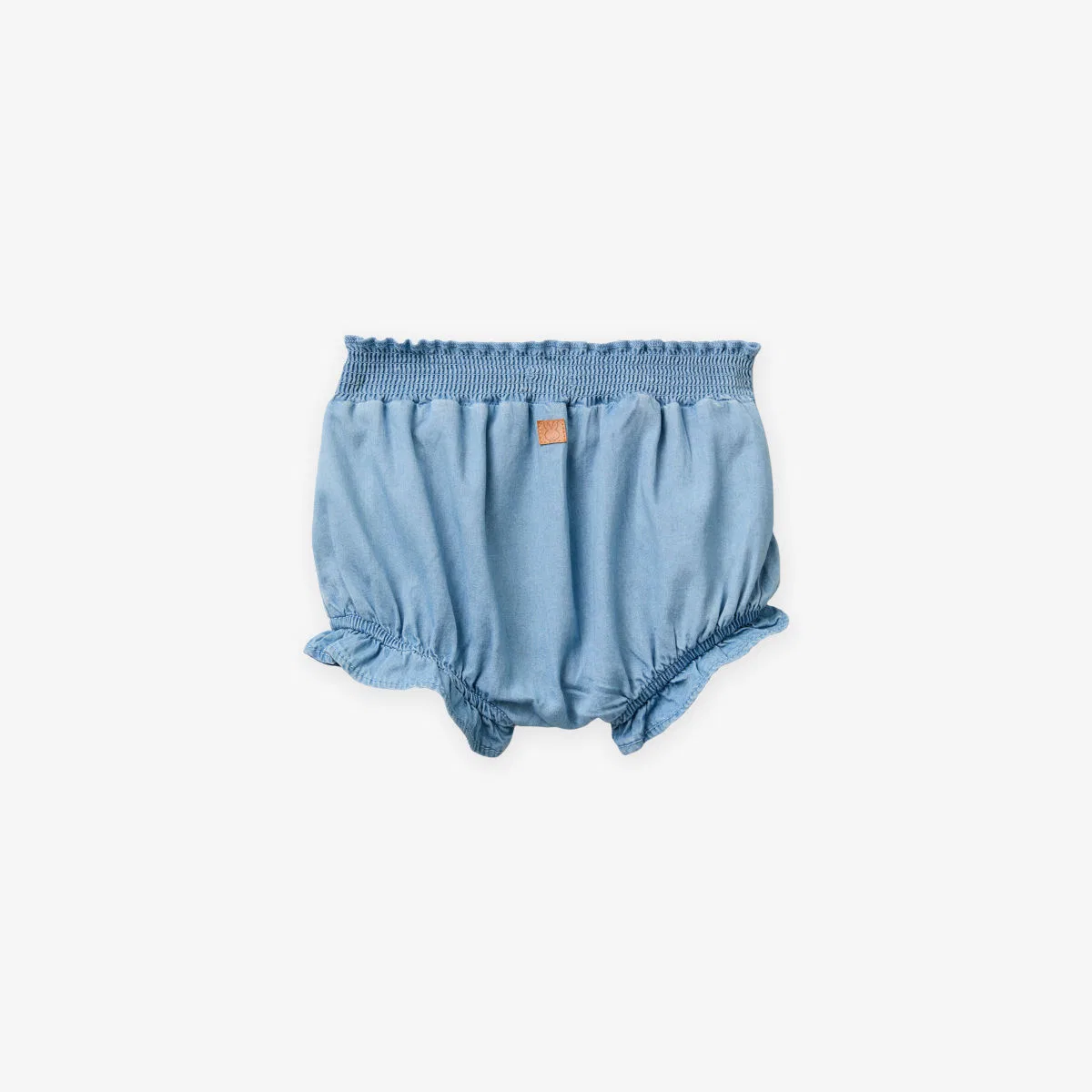 Шорты из шамбре с эластичным поясом и оборками, размер 3-9 месяцев Benetton, синий — фото 3