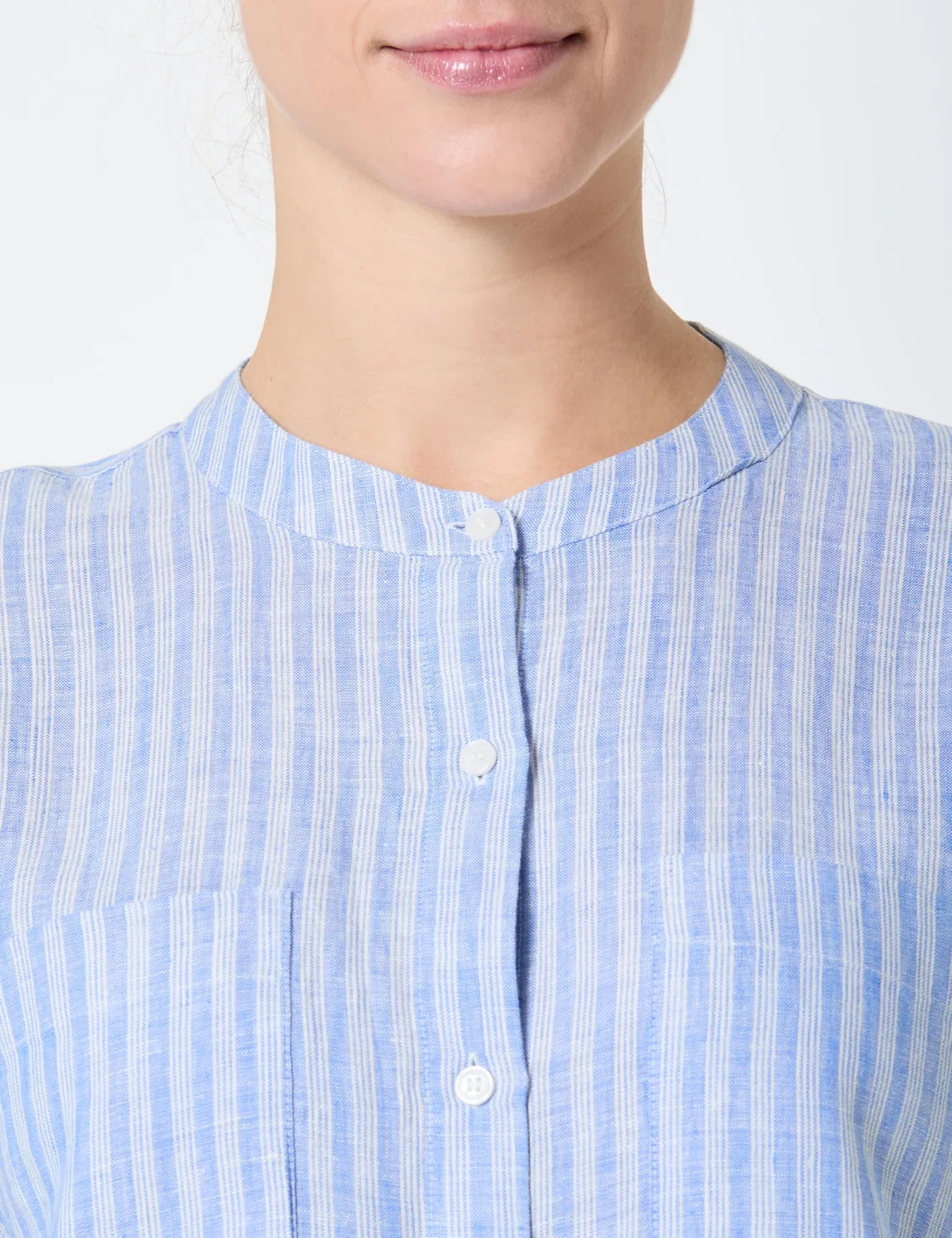 Женская блуза льняная без воротника Tommy Hilfiger, Blue (Multiple Stp/Blue Spell) — фото 2