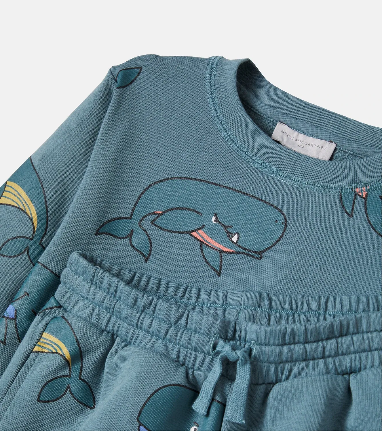 Комплект из свитшота и шорт хлопковый с принтом Stella Mccartney Kids, синий — фото 4