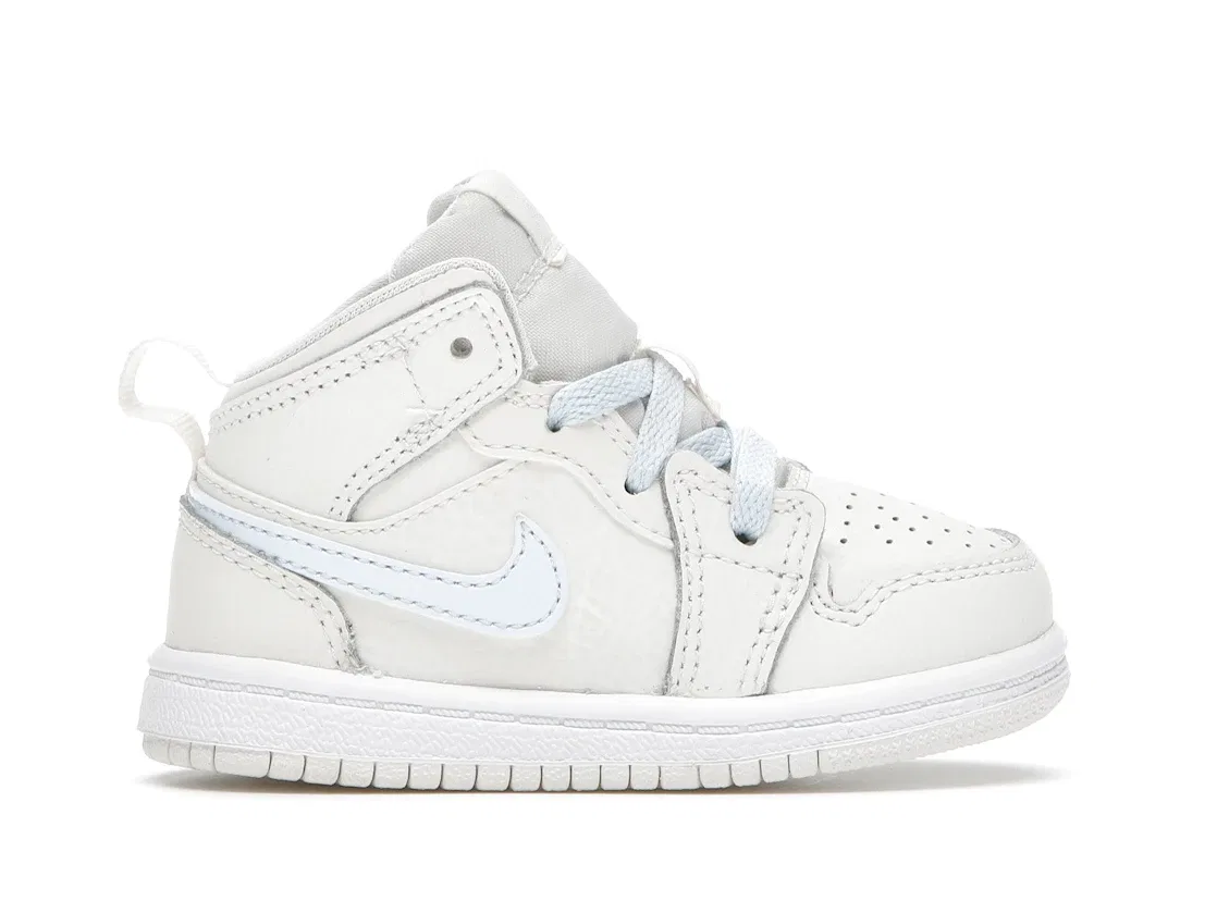 Детские кроссовки с многоцветным свушем Jordan 1 Mid Jordan, Phantom/Igloo-Purple Rise-Blue Tint