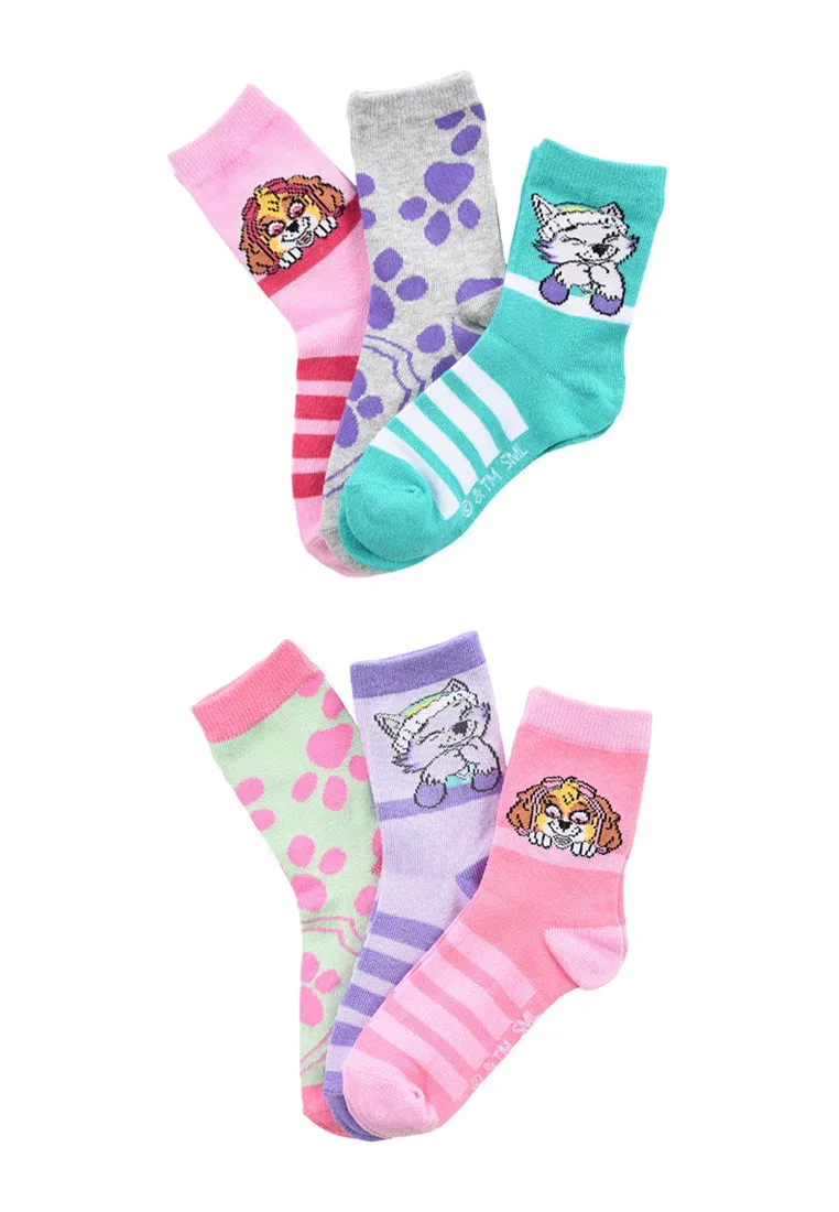 Skye Everest Kinder Mädchen 6er - носки Paw Patrol, Mehrfarbig