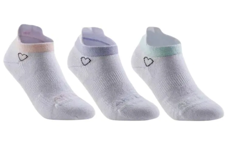 Детские носки с рисунком сердца, 3 пары, White Heart, DECATHLON, White Heart