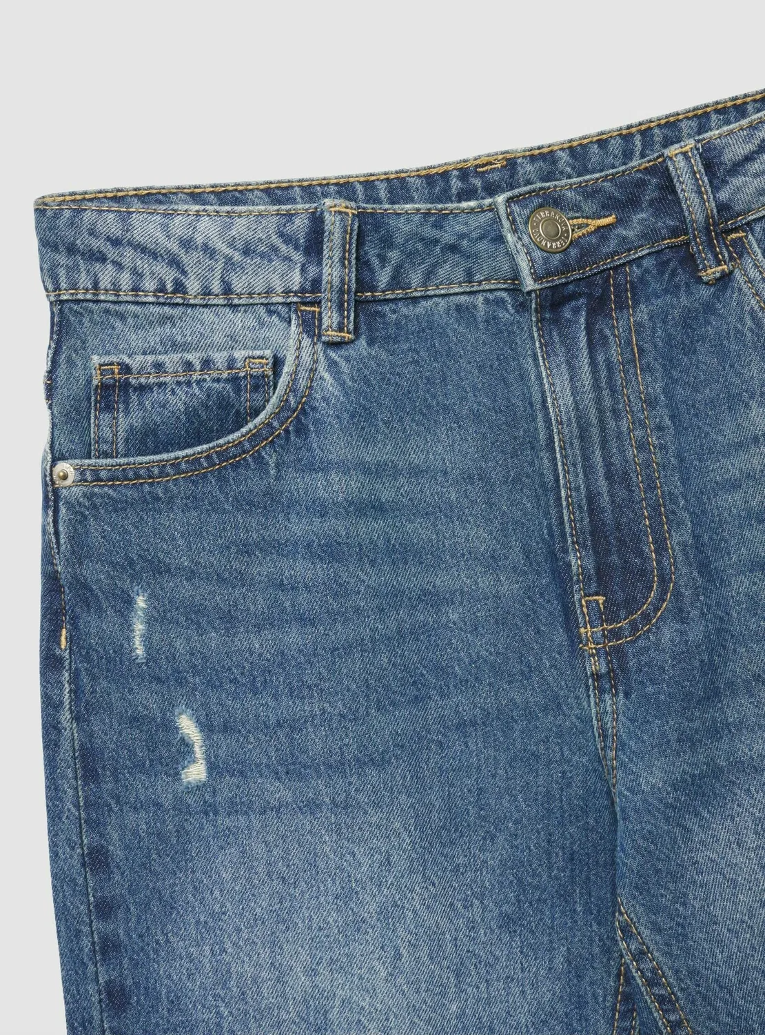 Pantalone Jeans Lungo Con rotture - джинсы свободного кроя Terranova, Blu Denim Medio — фото 3
