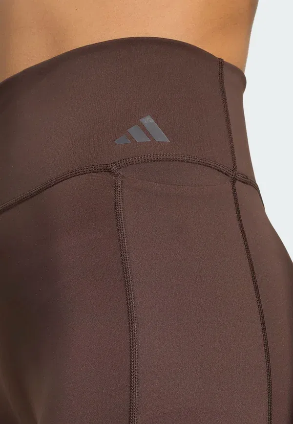 Леггинсы Optime для тренировок, 3 полоски, длина 7/8 Adidas Performance, кофейный — фото 3