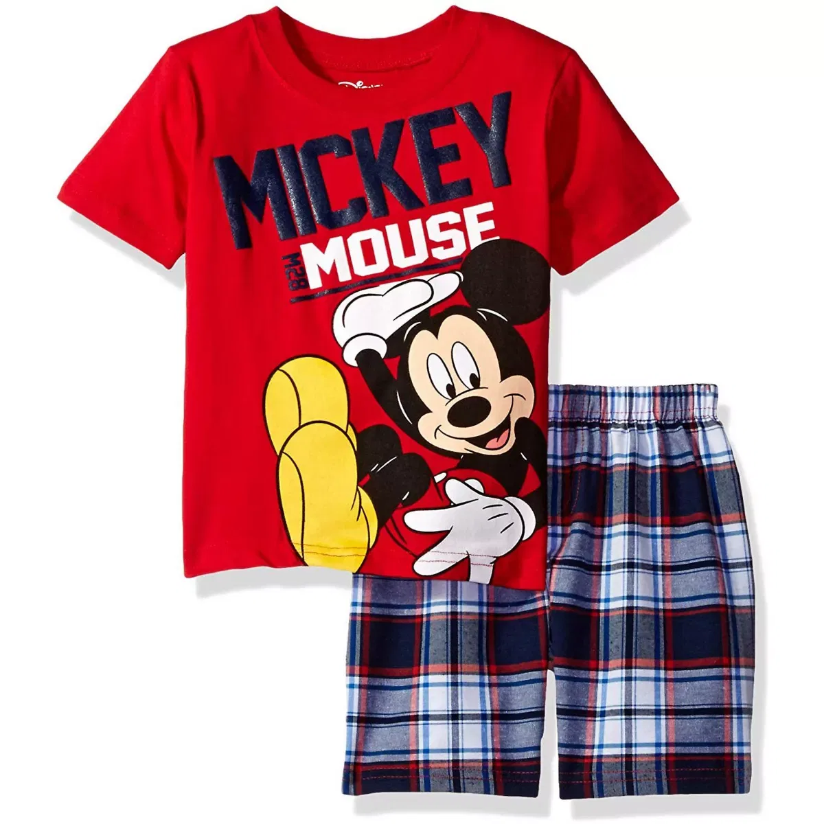 Детский комплект футболки и шорт для мальчиков с принтом Disney Mickey Mouse, Красный