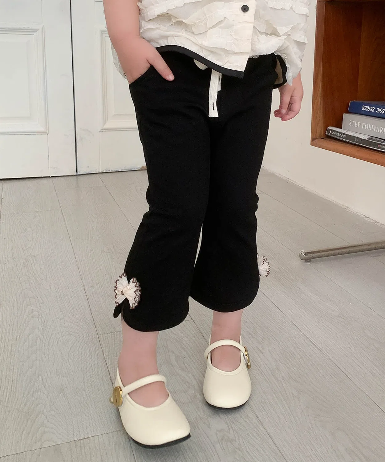 Детские спортивные штаны с боковым разрезом и лентой, модель Ribbon Side Slit, aimoha, Черный — фото 3
