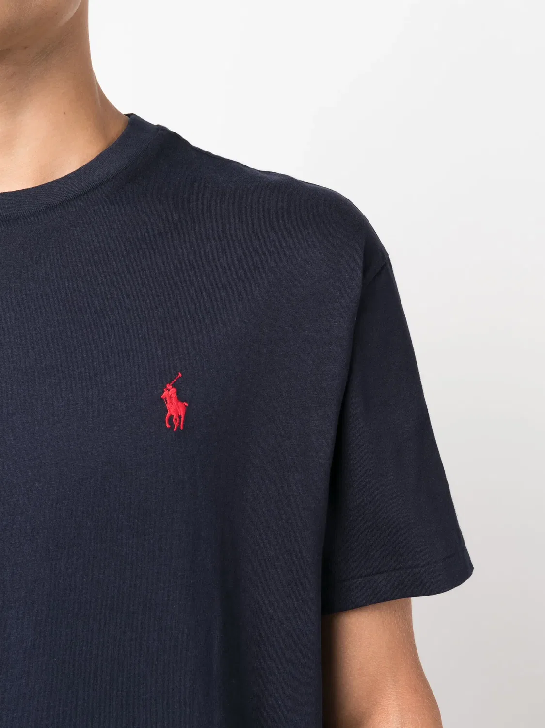 Polo Ralph Lauren Хлопковая футболка с вышитым логотипом, синяя — фото 4