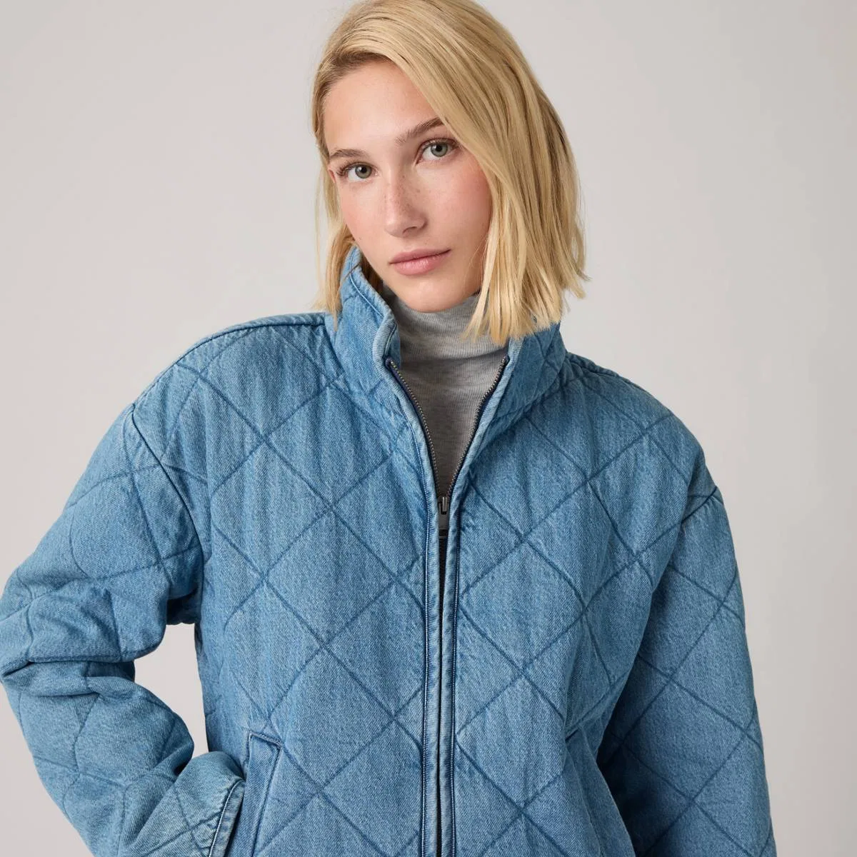 Хлопковая куртка с ромбовидной стежкой Levi's, Blue - Blue — фото 2