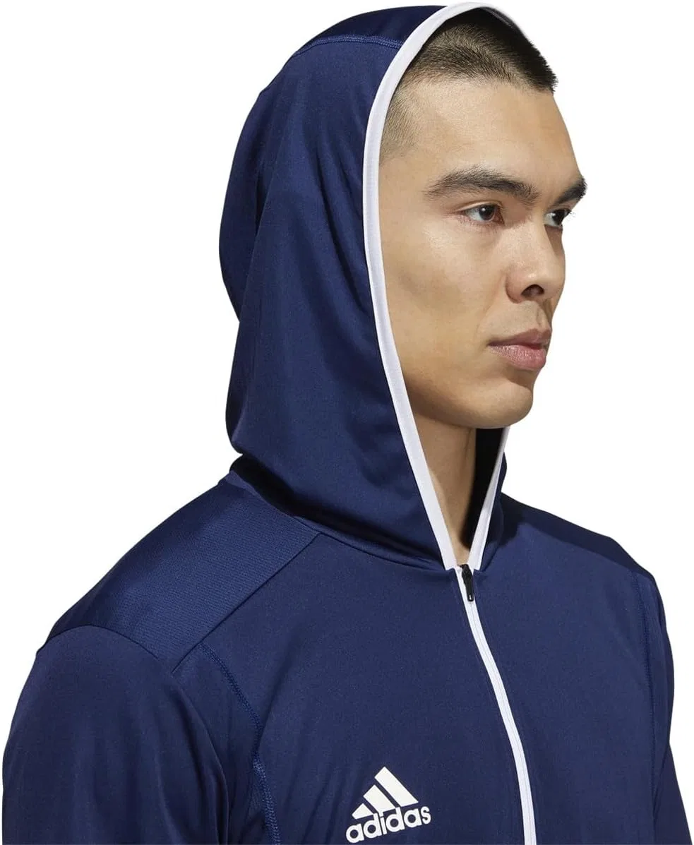 Детская футболка с капюшоном и молнией Squadra 21 adidas, Navy Blue/White — фото 3