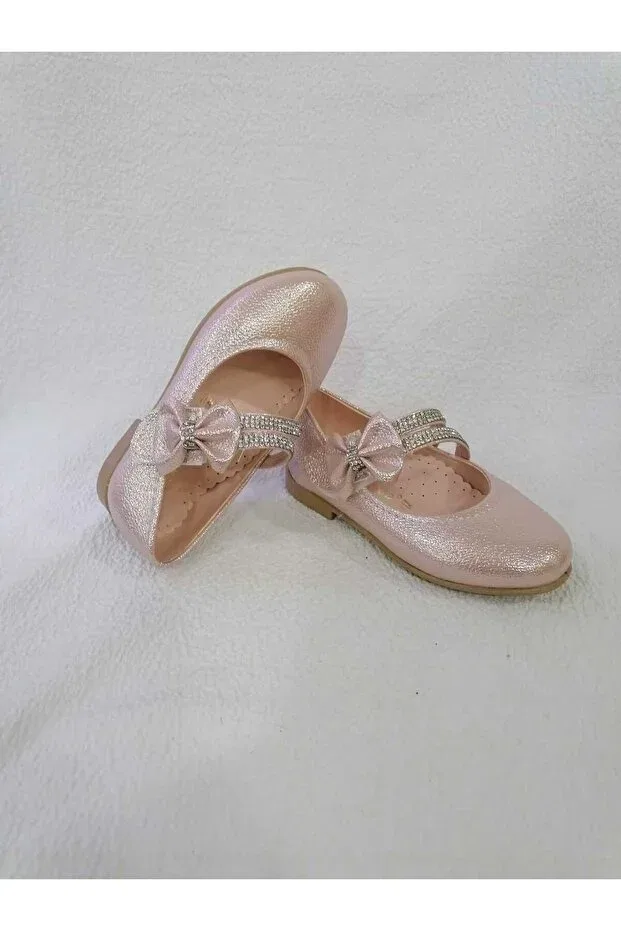 Детские балетки для девочек с блестящими камнями Özgür Kids, Pink Powder — фото 2