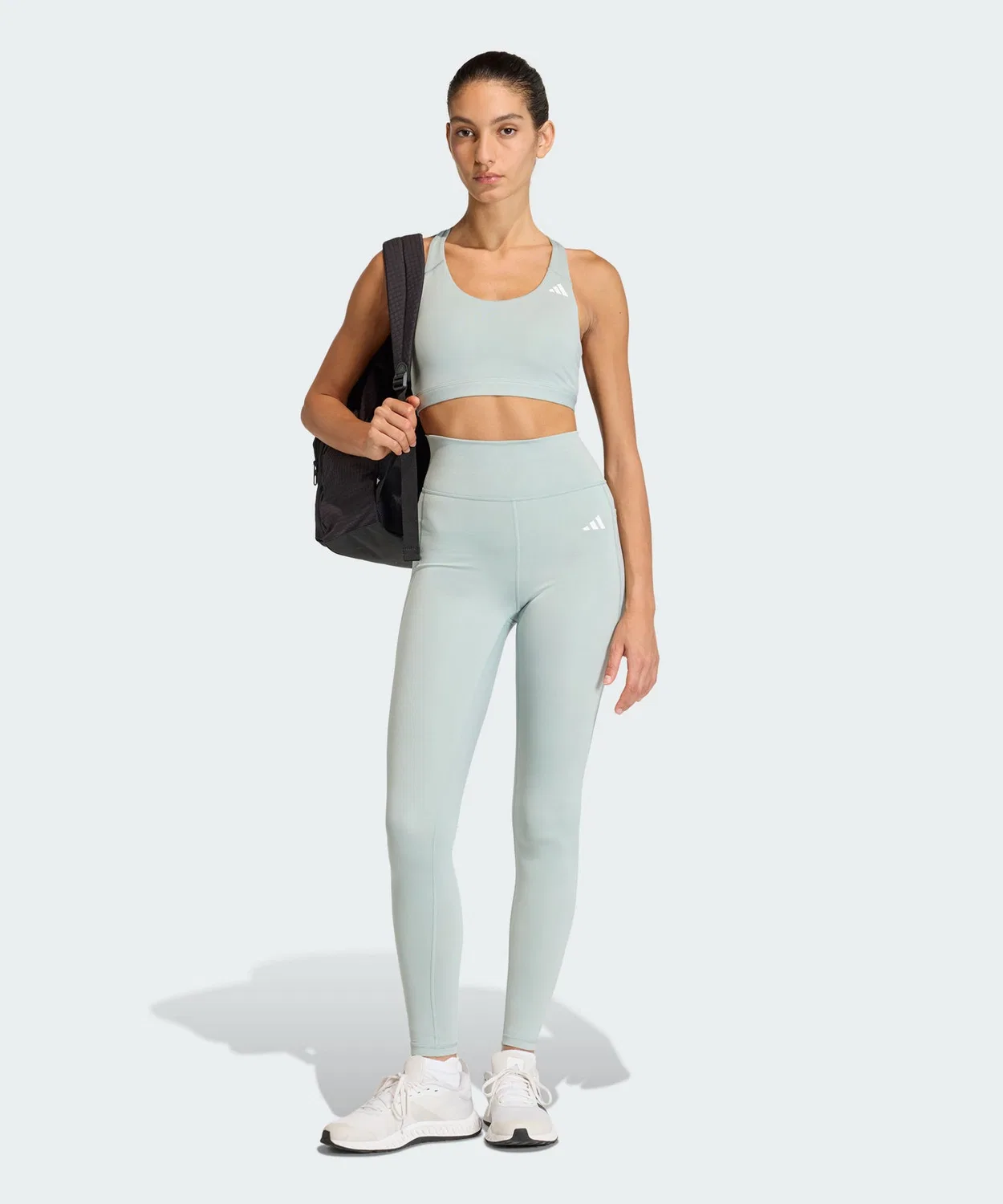 Женский спортивный бюстгальтер средней поддержки Climacool Optime Essentials Workout Medium Support Bra Adidas, Green — фото 4