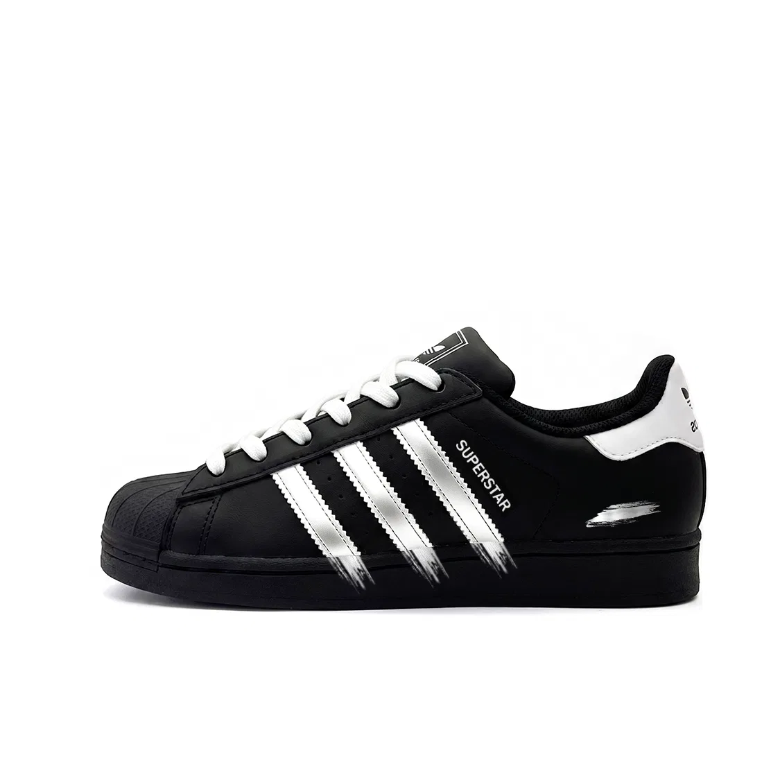 Детские кожаные кроссовки для скейтбординга с низким верхом Superstar 2, Adidas Originals, Черный — фото 3