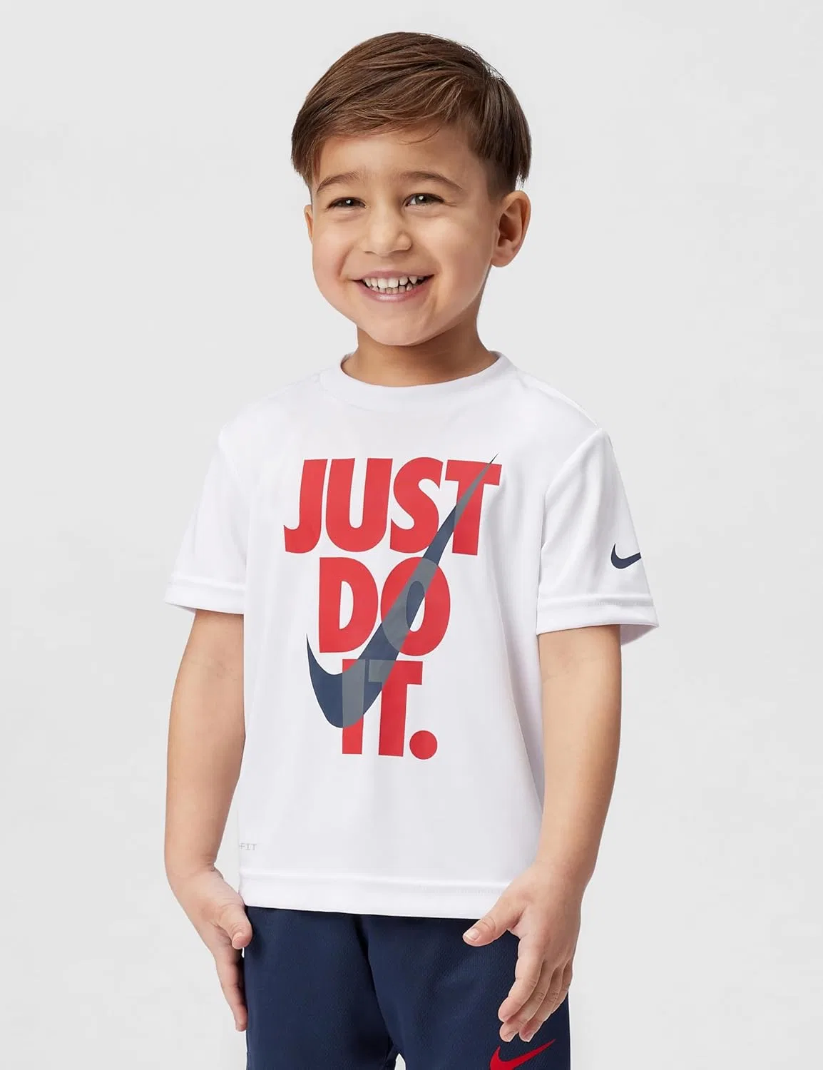 Детский спортивный костюм Nike Dri-FIT, 2 предмета, белый/темно-синий — фото 4