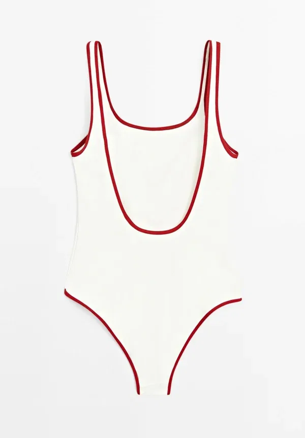 Купальник без бретелек Contrast Textu Swimsuit Massimo Dutti, красный — фото 4