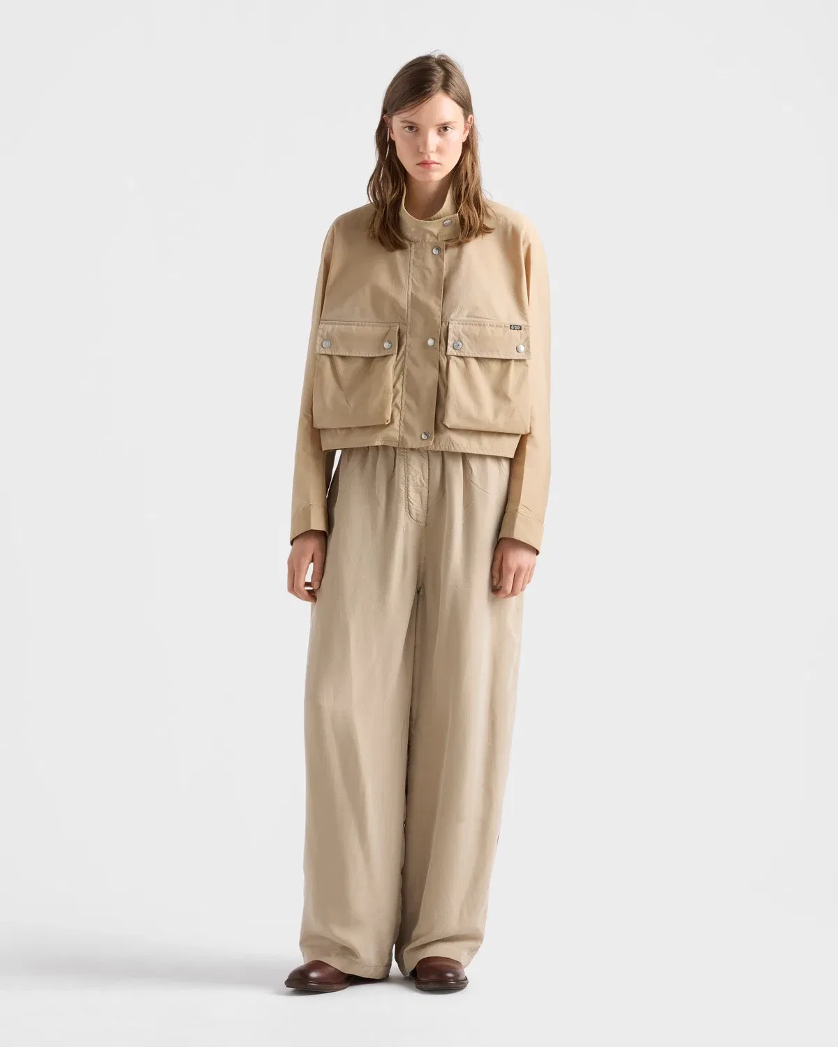 Куртка из стираного Re-Nylon Prada, бежевый — фото 2