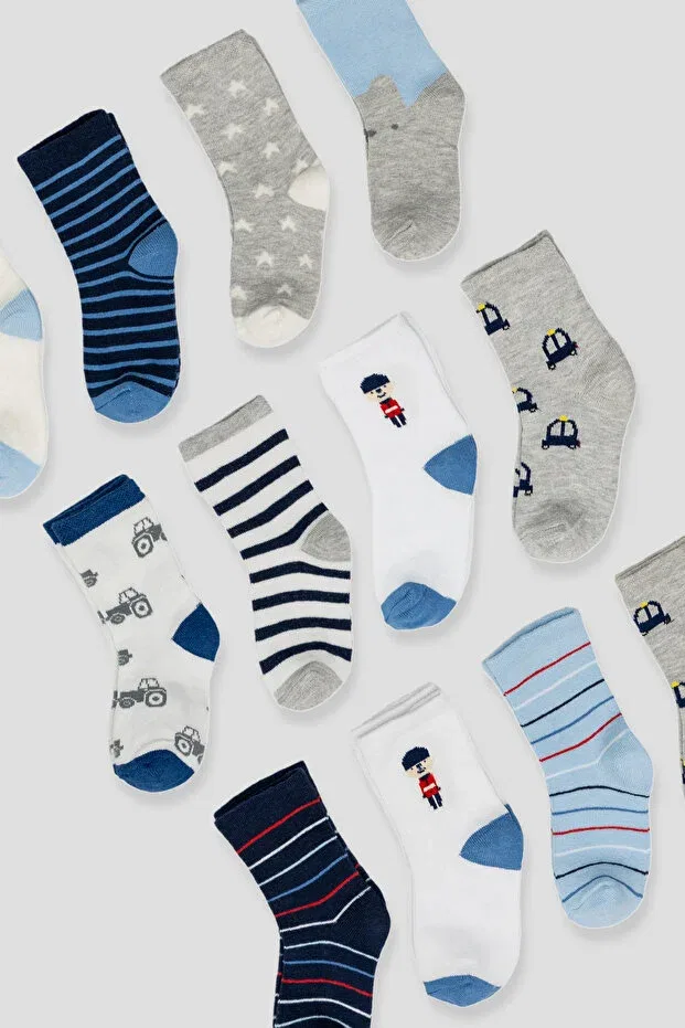 Детские носки для мальчиков хлопковые с принтом 12 пар Defne Baby, Multicolor — фото 4