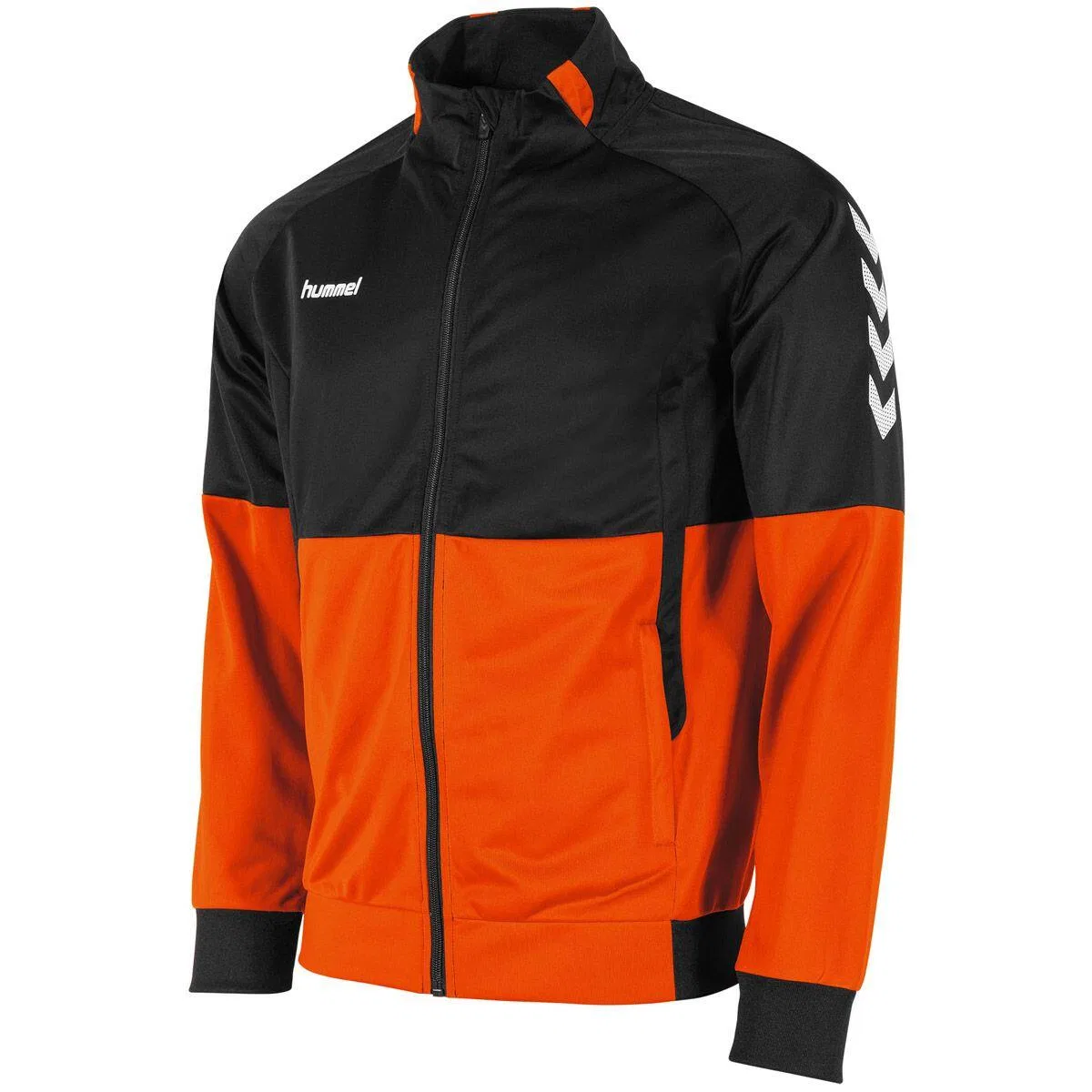 Детская тренировочная куртка с цветными вставками Colorblock Hummel, Lehmorange Schwarz